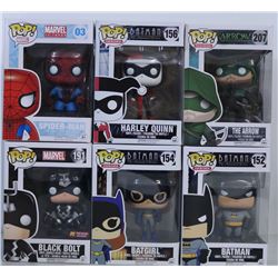LOT OF 6 SUPER HERO/VILLAIN FUNKO POPS.