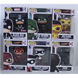 LOT OF 6 SUPER HERO/VILLAIN FUNKO POPS.