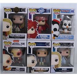 LOT OF 6 RANDOM ASSORTED FUNKO POPS.