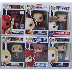LOT OF 6 RANDOM ASSORTED FUNKO POPS.