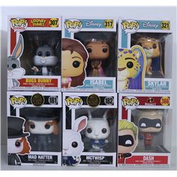 LOT OF 6 RANDOM ASSORTED FUNKO POPS.