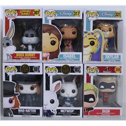 LOT OF 6 RANDOM ASSORTED FUNKO POPS.