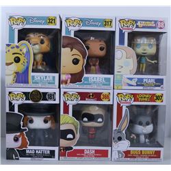 LOT OF 6 RANDOM ASSORTED FUNKO POPS.