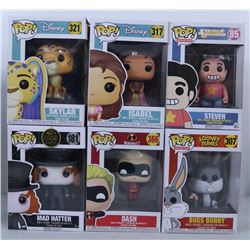 LOT OF 6 RANDOM ASSORTED FUNKO POPS.