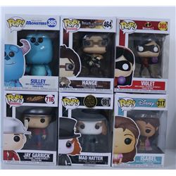 LOT OF 6 RANDOM ASSORTED FUNKO POPS.