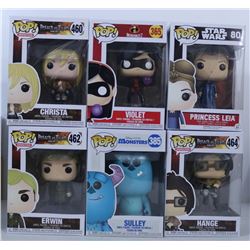 LOT OF 6 RANDOM ASSORTED FUNKO POPS.