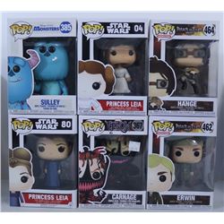 LOT OF 6 RANDOM ASSORTED FUNKO POPS.