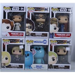 LOT OF 6 RANDOM ASSORTED FUNKO POPS.