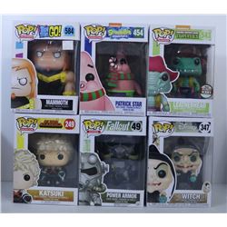 LOT OF 6 RANDOM ASSORTED FUNKO POPS.