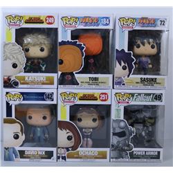 LOT OF 6 RANDOM ASSORTED FUNKO POPS.