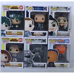 LOT OF 6 RANDOM ASSORTED FUNKO POPS.