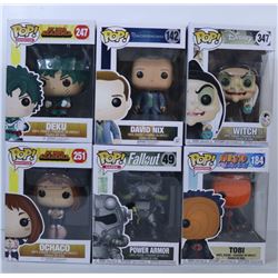 LOT OF 6 RANDOM ASSORTED FUNKO POPS.