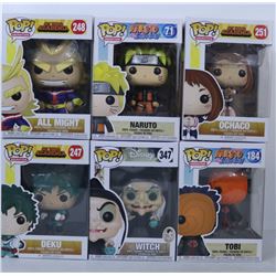 LOT OF 6 RANDOM ASSORTED FUNKO POPS.