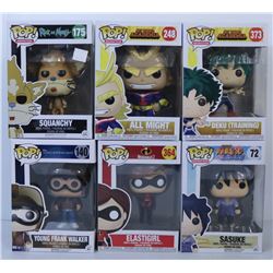 LOT OF 6 RANDOM ASSORTED FUNKO POPS.