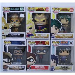 LOT OF 6 RANDOM ASSORTED FUNKO POPS.