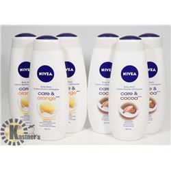 LOT OF 6 NIVEA ASSORTED BODY WASH