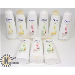 9 BOTTLES OF DOVE SHAMPOO & CONDITIONER