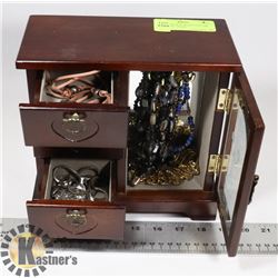 JEWELRY BOX WITH COSTUME JEWELRY INSIDE