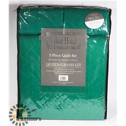NEW 3PC QUEEN SIZE QUILT SET