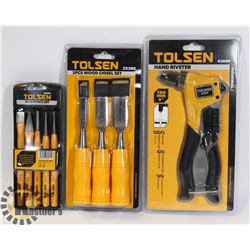 SEALED TOLSEN ITEMS 3 PC WOOD CHISEL