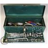 Image 1 : GREEN METAL TOOL BOX FILLED W/ TOOLS