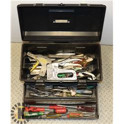 BLACK TOOL BOX W/ CONTENTS
