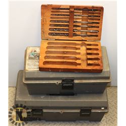 BOX WITH 2 TOOL BOXES & A WOOD CASE W/ SWEDISH