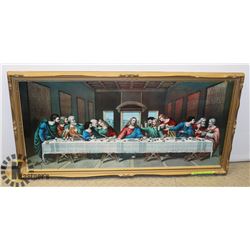 WOOD FRAMED "LAST SUPPER" DEPICTION WALL HANGING