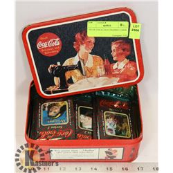 TIN OF COCA COLA TRADING CARDS