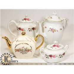 FLAT OF CERAMIC FLORAL DESIGN TEA POTTERY