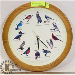 WOOD FINISH 12 EXOTIC BIRD CLOCK