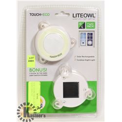 NEW LITEOWL SOLAR LED 2PC NIGHT LIGHT SET