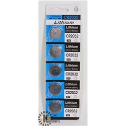 PACK OF 5 NEW CR2032 LITHIUM BATTERIES