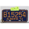 Image 1 : 1973 ALBERTA MOTORCYCLE LICENSE PLATE