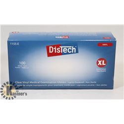 BOX OF DISTECH VINYL MEDICAL EXAMINATION GLOVES