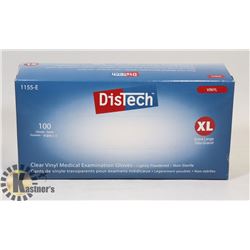 BOX OF DISTECH VINYL MEDICAL EXAMINATION GLOVES