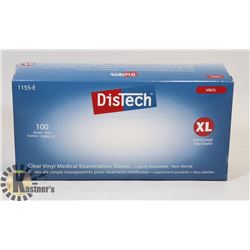 BOX OF DISTECH VINYL MEDICAL EXAMINATION GLOVES