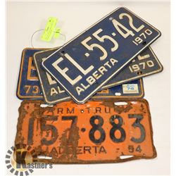 1946, 1970 & MATCHING PAIR 1956 ALBERTA LICENSE