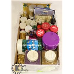 BOX LOT OF JARS OF GLITTER