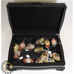 HANDMADE ORNAMENTS IN DISPLAY CASES