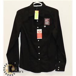 BLACK WOMENS CINCH BUTTON UP SHIRT SIZE MEDIUM.