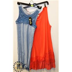 TWO WOMEN/S SUNDRESSES- LIGHT BLUE & SALMON
