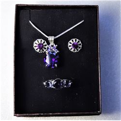 14)  PURPLE AMETHYST CZ SET OF OVAL