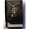 Image 1 : 15)  GOLD TONE AND GREEN CZ HEART
