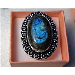 8)  BLUE FIRE OVAL LABRADORITE IN 925