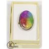 Image 1 : #33- RAINBOW SOLAR QUARTZ GEMSTONE RING/SIZE 8