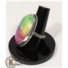 Image 2 : #30- RAINBOW SOLAR QUARTZ GEMSTONE RING/SIZE 8.5