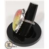 Image 2 : #35-RAINBOW SOLAR QUARTZ GEMSTONE RING/SIZE 8.5