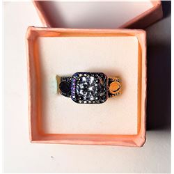 15)  ROUND WHITE SAPPHIRE RING SET