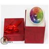 Image 1 : #31- RAINBOW SOLAR QUARTZ GEMSTONE RING/SIZE 7